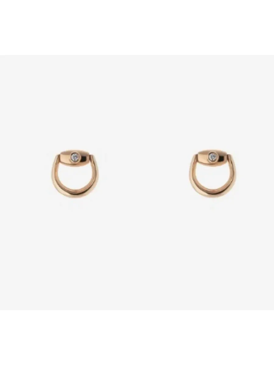 Серьги-гвоздики Gucci Horsebit с бриллиантами из розового золота 18 карат - YBD796166001