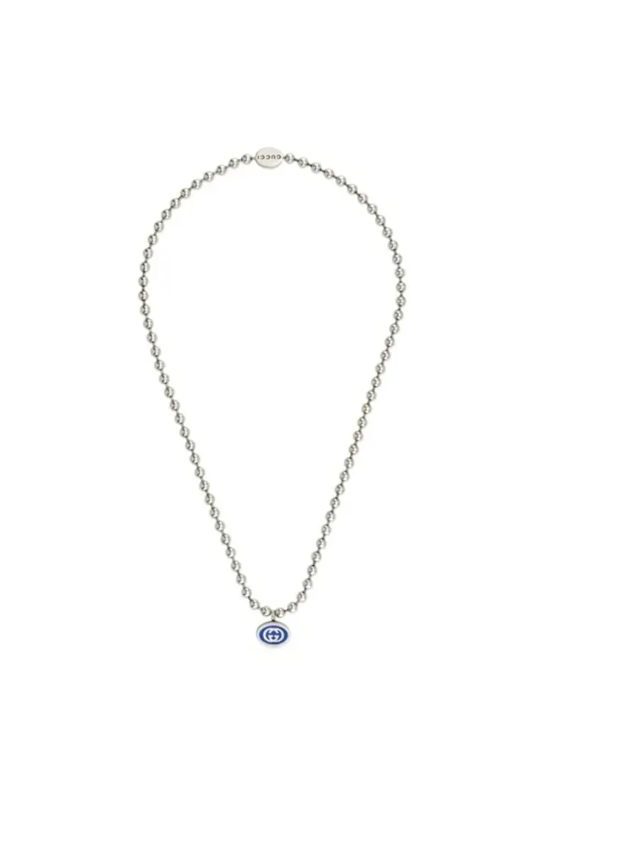 Ожерелье Gucci с переплетенными G, цепочка Boule, серебро 925 пробы, синяя эмаль - Ybb753438001