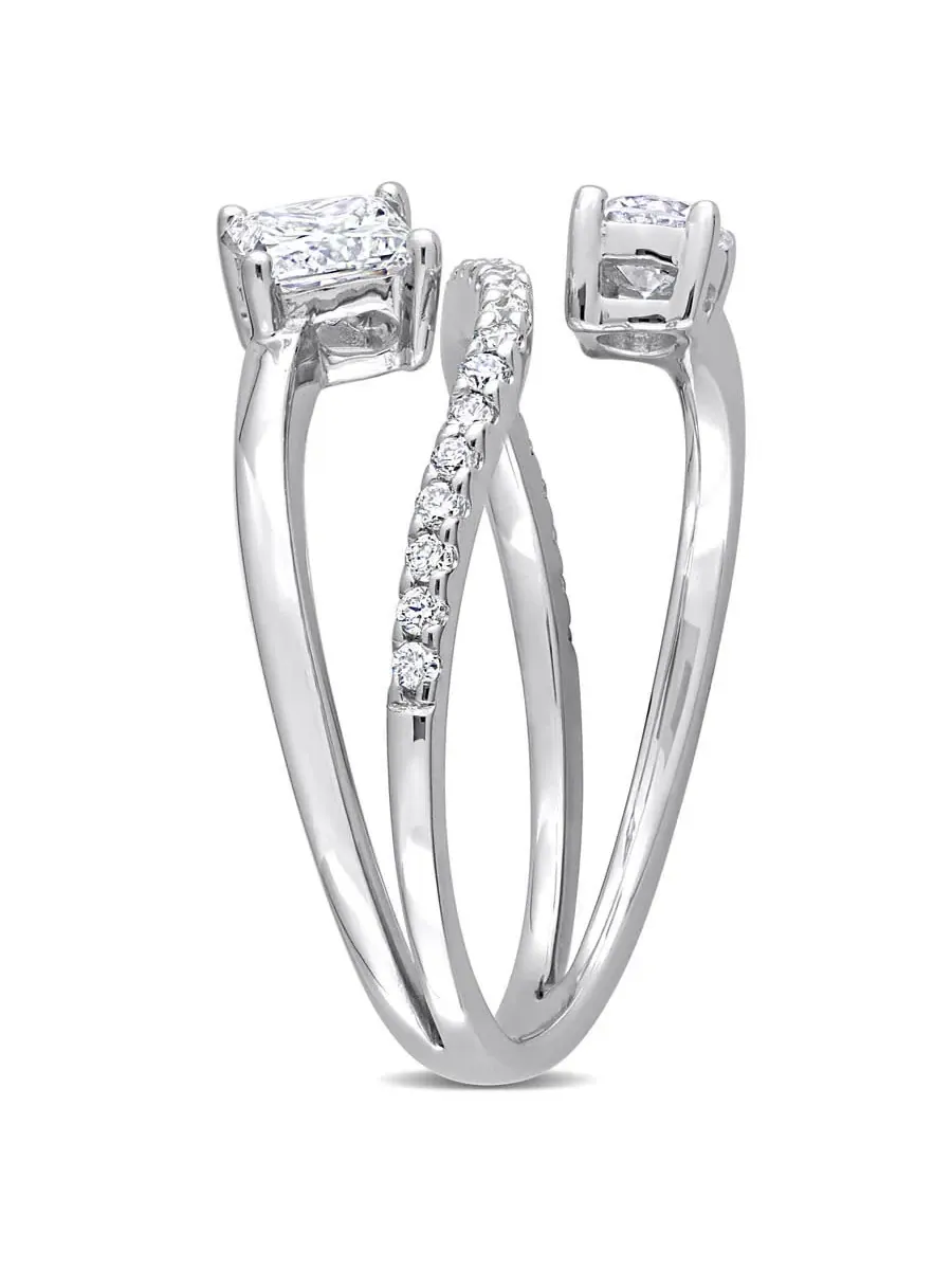 Кольцо Forever 4/5 CT TW Princess и Round Lab Created Diamond 2-Stone Bypass Crossover из — изображение 2 из 6, оттенок белый