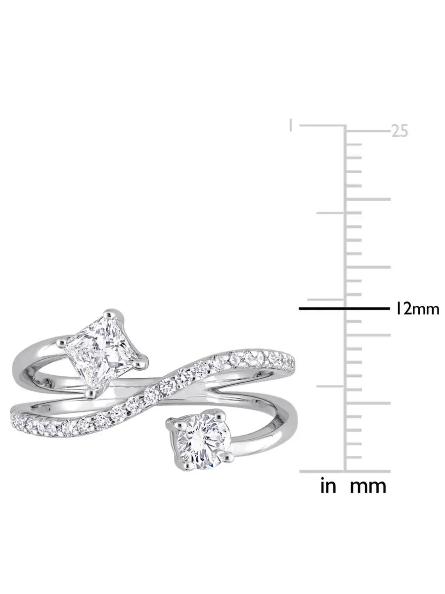 Кольцо Forever 4/5 CT TW Princess и Round Lab Created Diamond 2-Stone Bypass Crossover из — изображение 3 из 6, оттенок белый