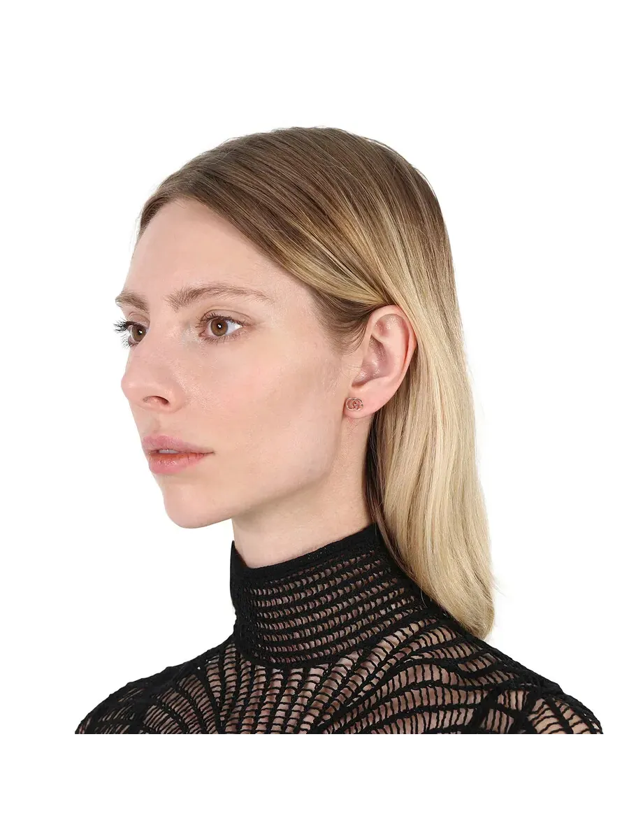 Серьги-гвоздики GUCCI Running из розового золота — изображение 2 из 4, оттенок розовый золотистый