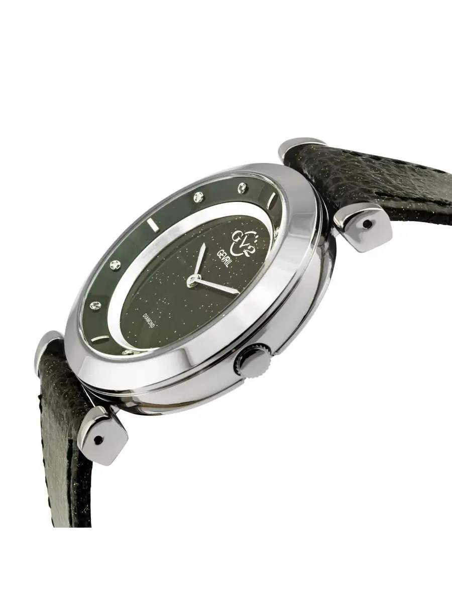 GV2 by Gevril Lombardy quartz с бриллиантами, черный циферблат, женские часы 14400 — изображение 2 из 3, оттенок серебристый