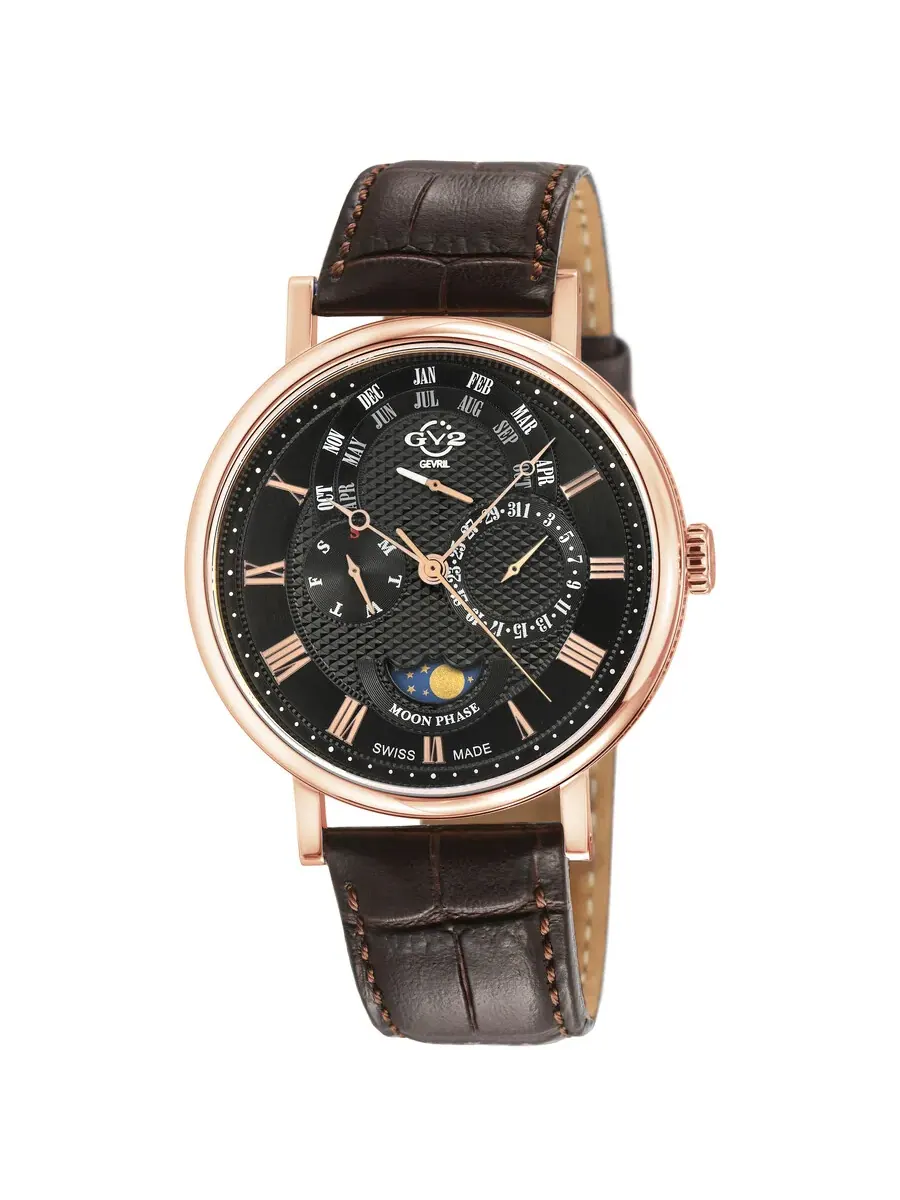 Мужские часы GV2 от Gevril Maestro Quartz с фазами Луны, серый циферблат, модель 43604 Gv2 By Gevril — изображение 1 из 3