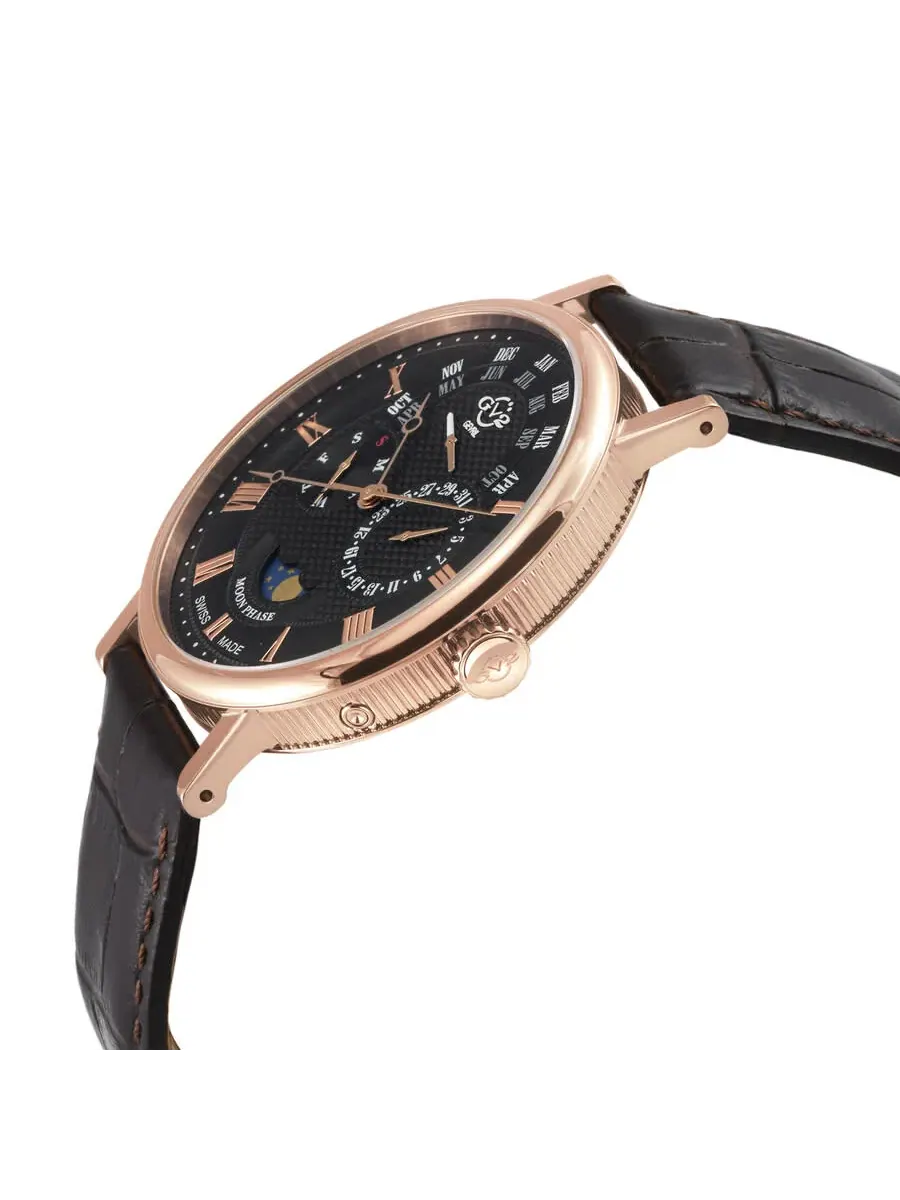 Мужские часы GV2 от Gevril Maestro Quartz с фазами Луны, серый циферблат, модель 43604 Gv2 By Gevril — изображение 2 из 3