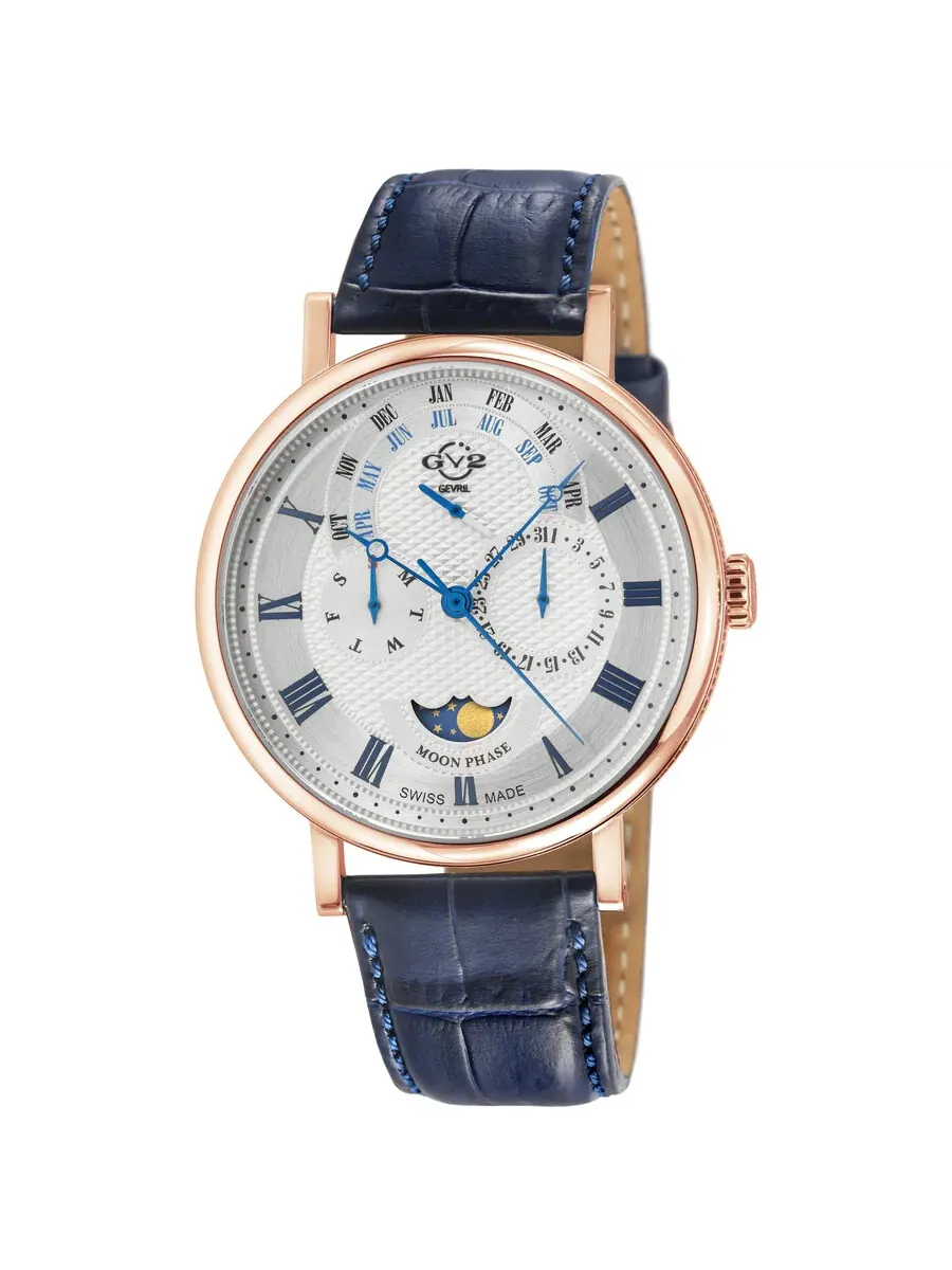 Мужские часы GV2 от Gevril Maestro Quartz с фазами Луны и серебристым циферблатом 43603 Gv2 By — изображение 1 из 3