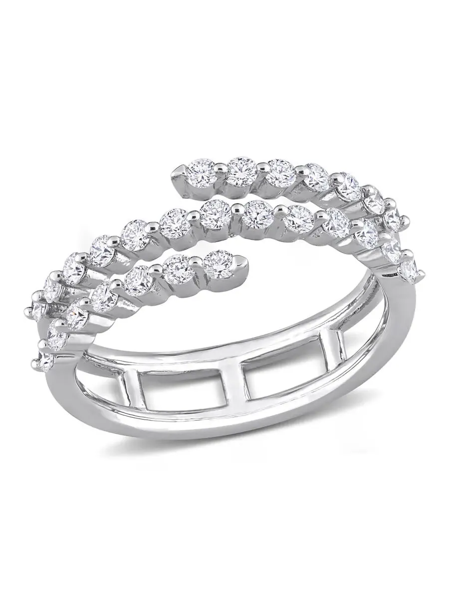 Созданное навсегда кольцо с алмазной катушкой 5/8 CT TGW, изготовленное в лаборатории, из серебра с — изображение 1 из 6