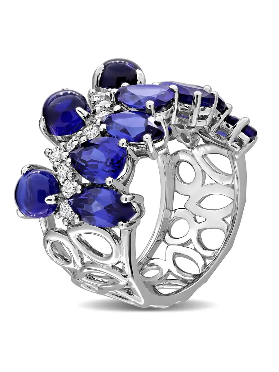 Кольцо Forever 8 5/8ct TGW с синтетическим синим сапфиром и 5/8ct TW выращенным в лаборатории — изображение 2 из 4