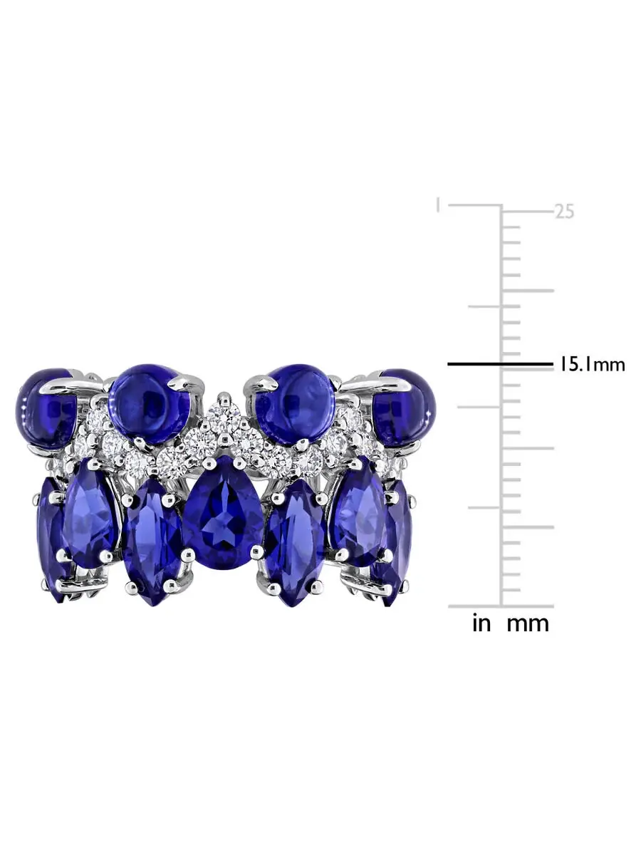 Кольцо Forever 8 5/8ct TGW с синтетическим синим сапфиром и 5/8ct TW выращенным в лаборатории — изображение 3 из 4