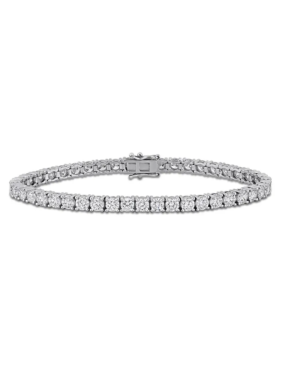 Созданный Forever 9 2/5 CT TW Лабораторно выращенный алмазный теннисный браслет из белого золота 14 — изображение 1 из 5