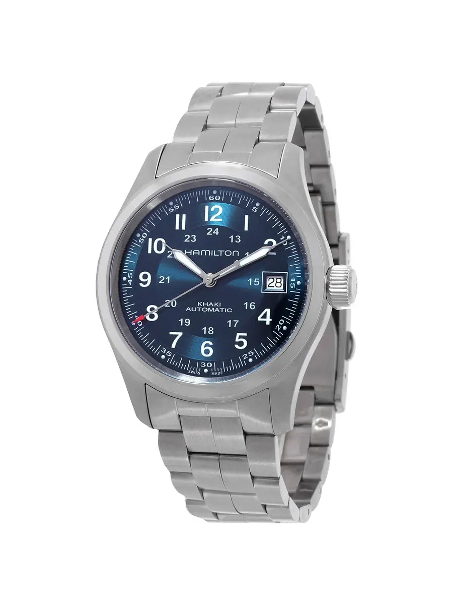 Часы Hamilton Khaki Field Automatic с синим циферблатом H70455140 — изображение 1 из 3, оттенок серебристый
