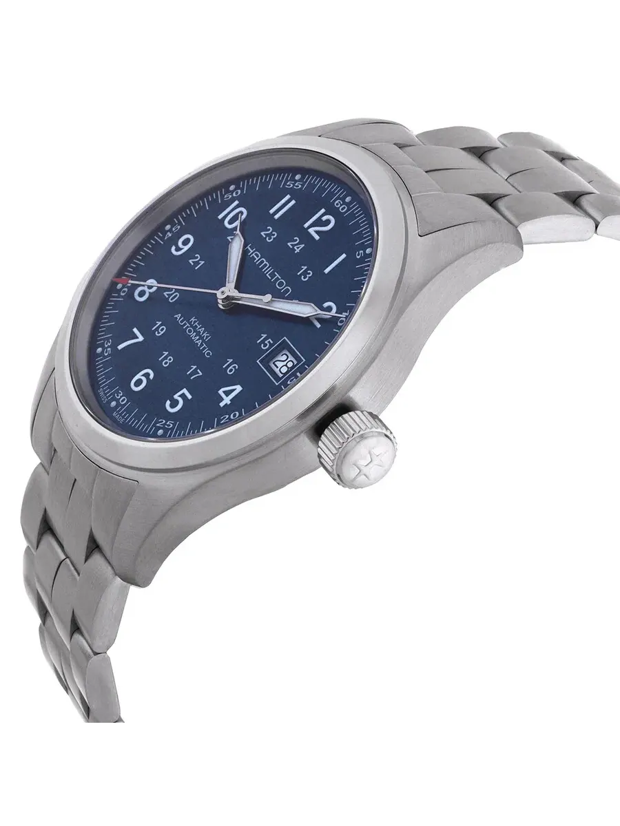 Часы Hamilton Khaki Field Automatic с синим циферблатом H70455140 — изображение 2 из 3, оттенок серебристый
