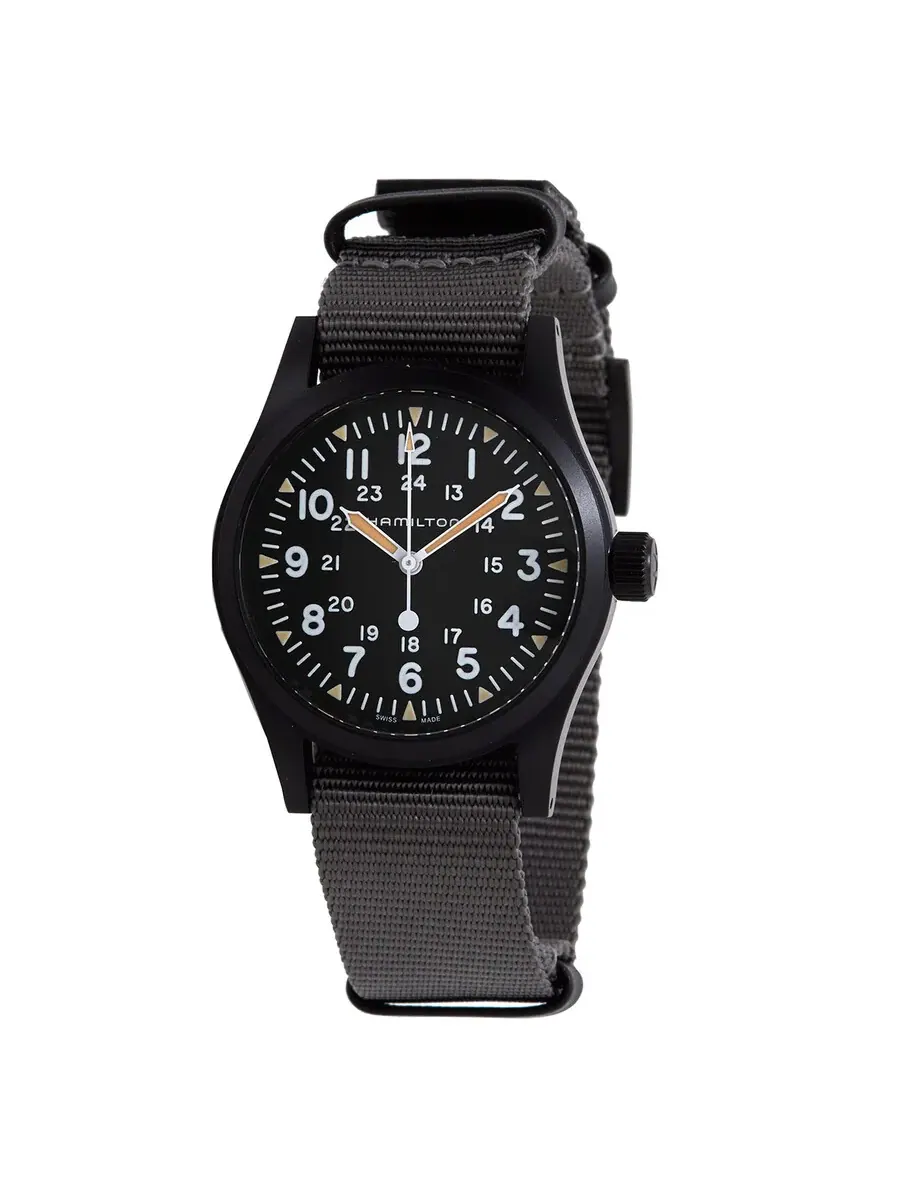 Мужские часы Hamilton Khaki Field Hand Wind с черным циферблатом H69409930