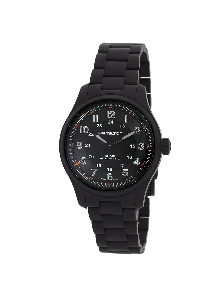 Мужские автоматические часы Hamilton Khaki Field Titanium с черным циферблатом, модель H70665130 — изображение 1 из 3