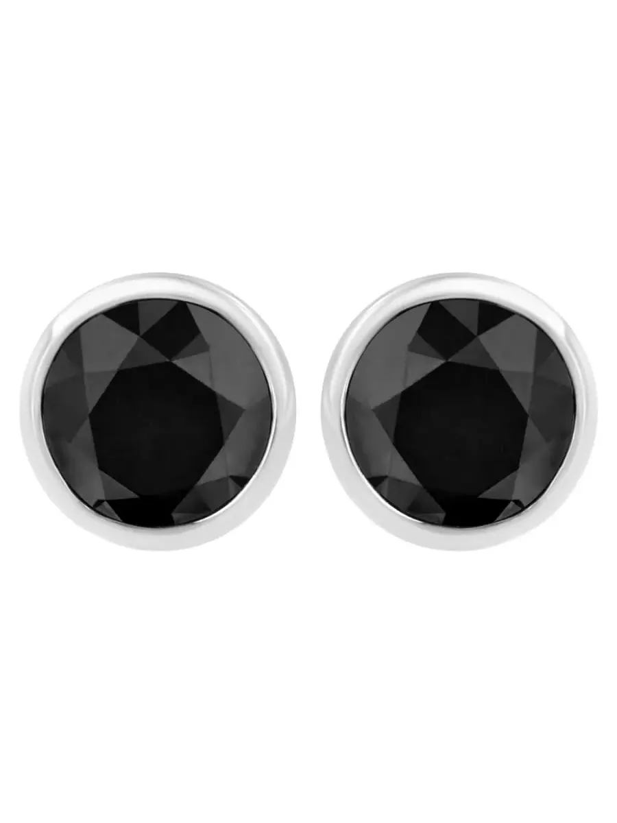 Серьги-гвоздики Haus of Brilliance из белого золота 14K с черным бриллиантом 3 карат всего, с — изображение 1 из 6