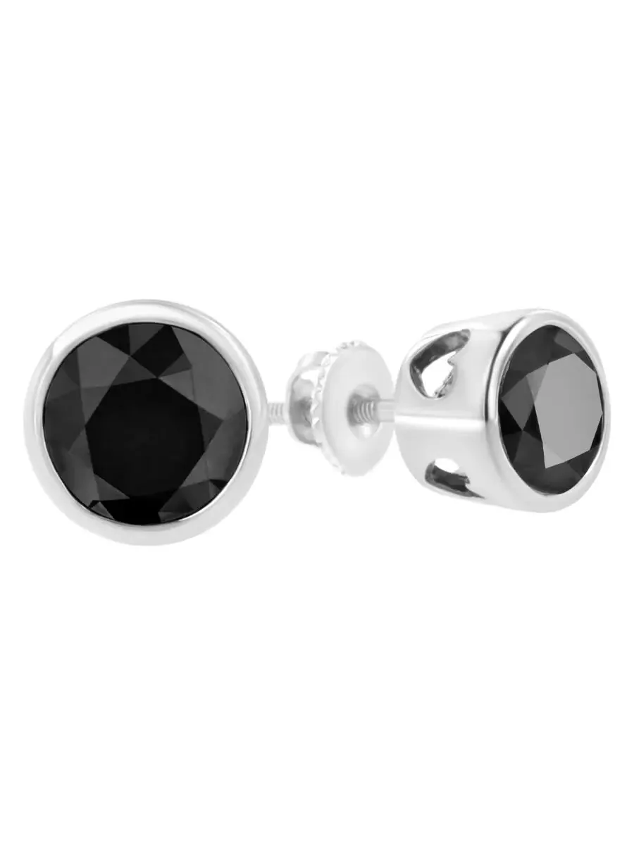 Серьги-гвоздики Haus of Brilliance из белого золота 14K с черным бриллиантом 3 карат всего, с — изображение 2 из 6