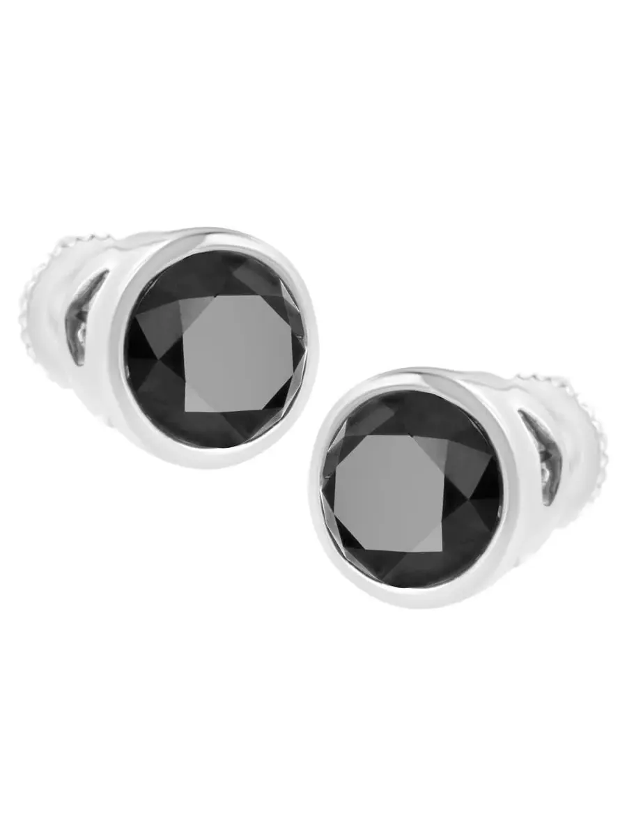 Серьги-гвоздики Haus of Brilliance из белого золота 14K с черным бриллиантом 3 карат всего, с — изображение 3 из 6