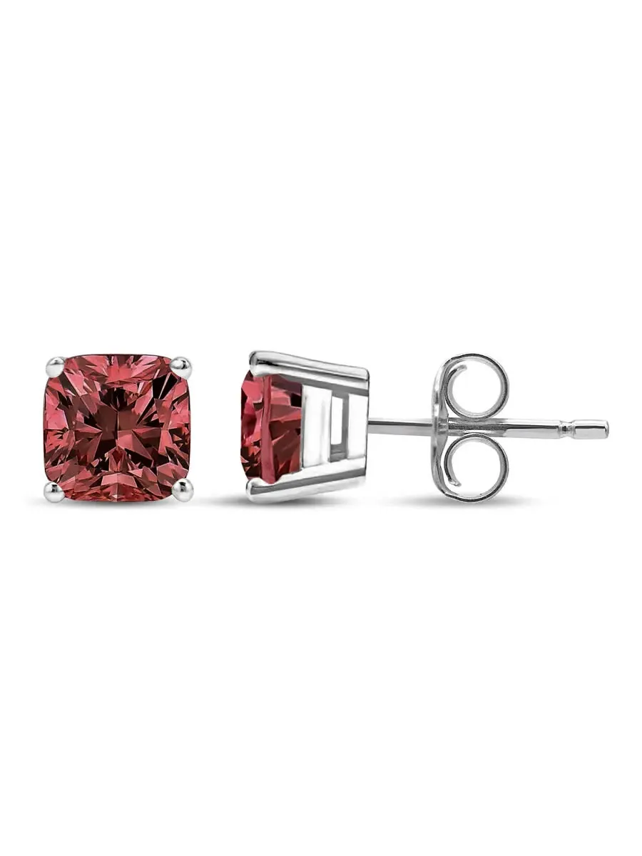 Серьги-гвоздики Haus of Brilliance из белого золота 14K с лабораторно выращенными розовыми — изображение 3 из 5