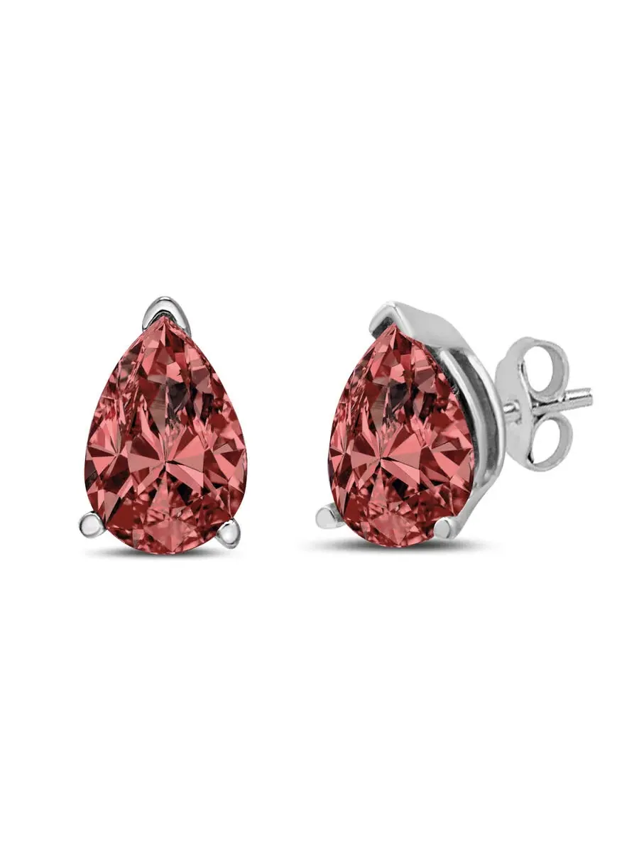 Серьги-гвоздики Haus of Brilliance из белого золота 14K с лабораторно выращенными розовыми — изображение 1 из 5