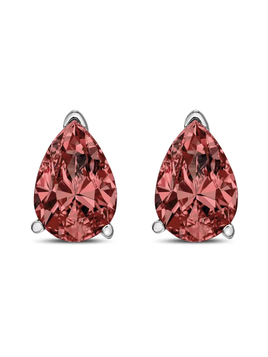 Серьги-гвоздики Haus of Brilliance из белого золота 14K с лабораторно выращенными розовыми — изображение 2 из 5