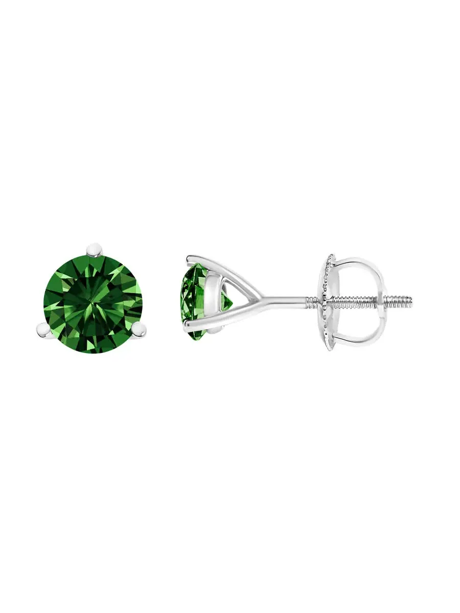 Серьги-гвоздики с одинарным камнем Haus of Brilliance из белого золота 14K, 2.0 карата, установка — изображение 3 из 5