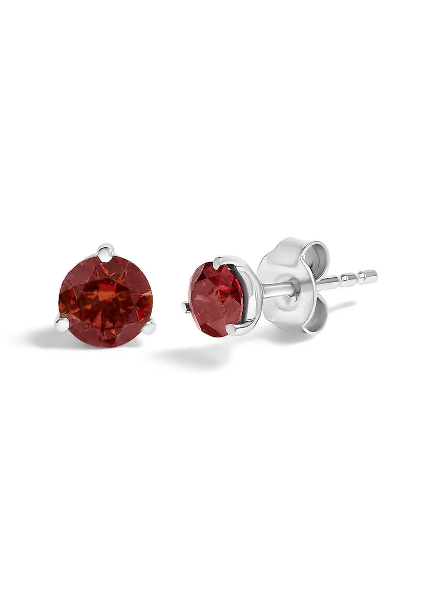 Серьги-гвоздики-одиночки Haus of Brilliance из белого золота 14K с красными лабораторно выращенными — изображение 2 из 5
