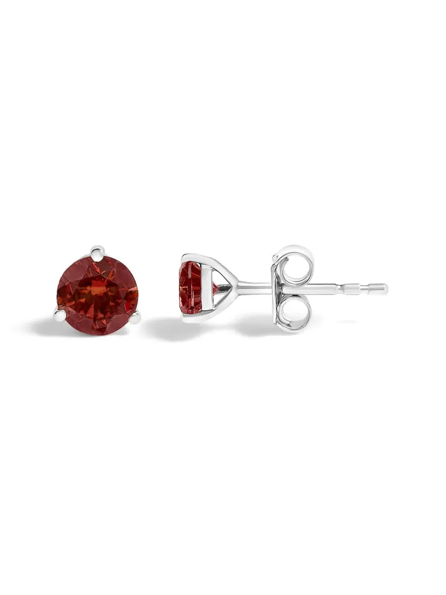 Серьги-гвоздики-одиночки Haus of Brilliance из белого золота 14K с красными лабораторно выращенными — изображение 3 из 5