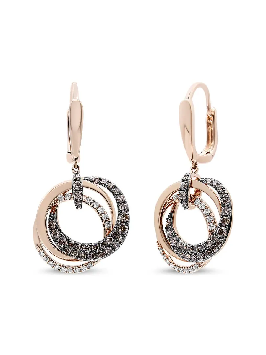 Серьги-подвески Haus of Brilliance из розового золота 14K с белыми и коричневыми бриллиантами общей — изображение 1 из 4