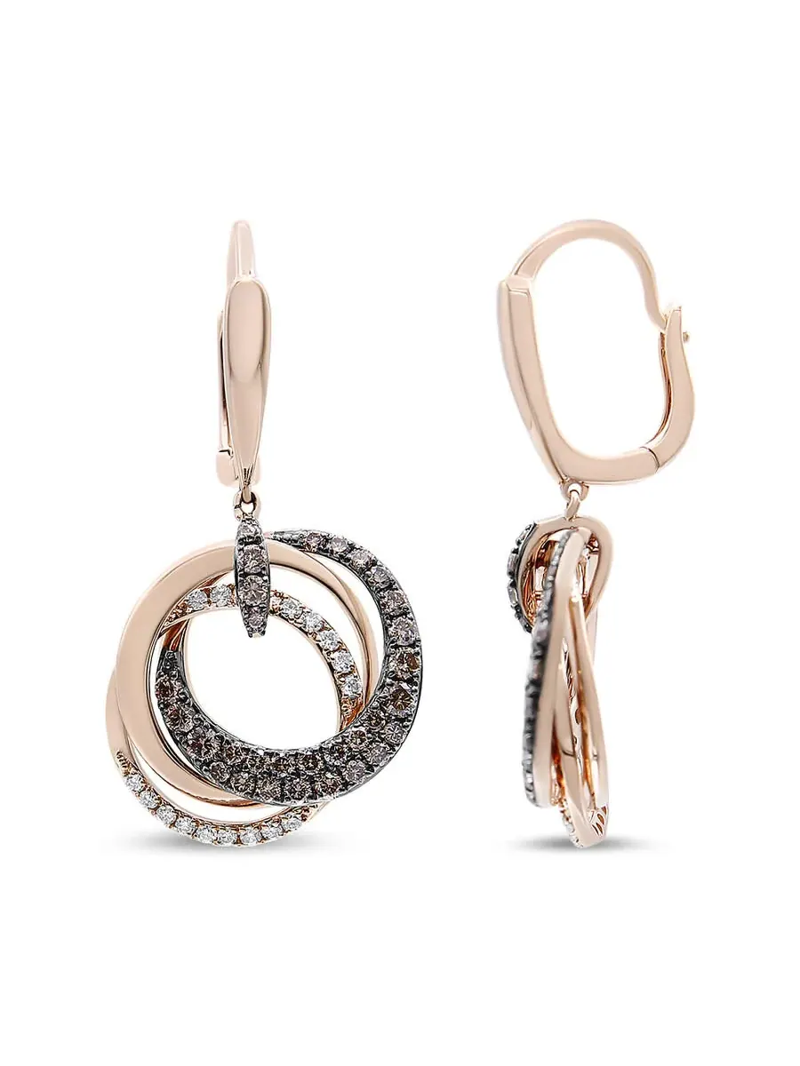 Серьги-подвески Haus of Brilliance из розового золота 14K с белыми и коричневыми бриллиантами общей — изображение 2 из 4