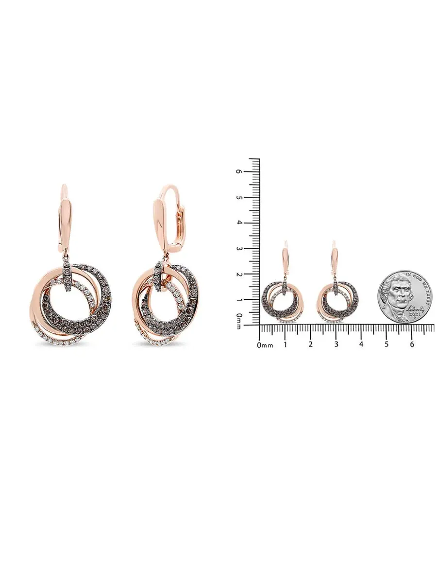 Серьги-подвески Haus of Brilliance из розового золота 14K с белыми и коричневыми бриллиантами общей — изображение 3 из 4