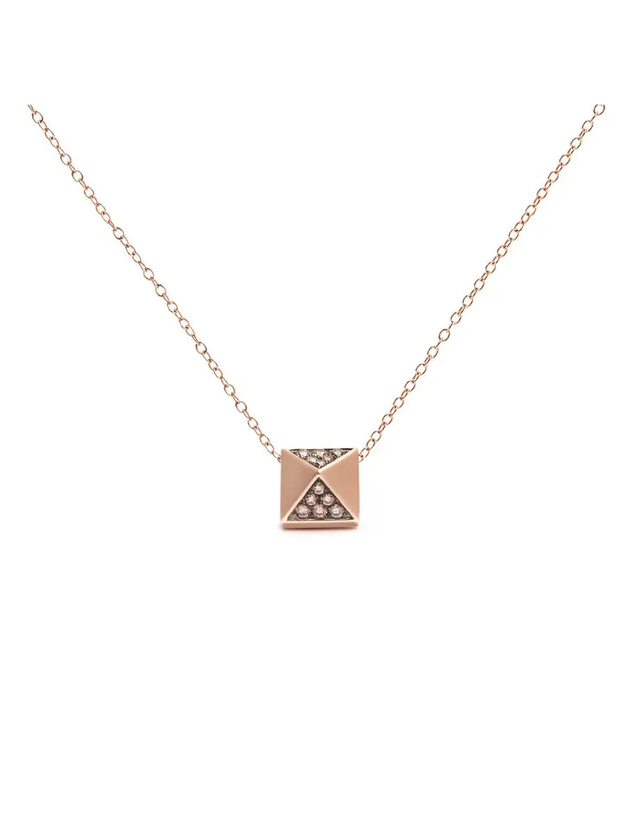 Подвеска-ожерелье Haus of Brilliance с матовой отделкой из розового золота 14K с коричневым — изображение 1 из 5