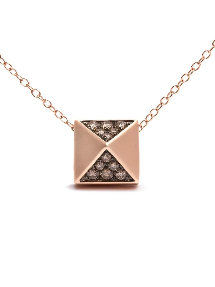 Подвеска-ожерелье Haus of Brilliance с матовой отделкой из розового золота 14K с коричневым — изображение 2 из 5