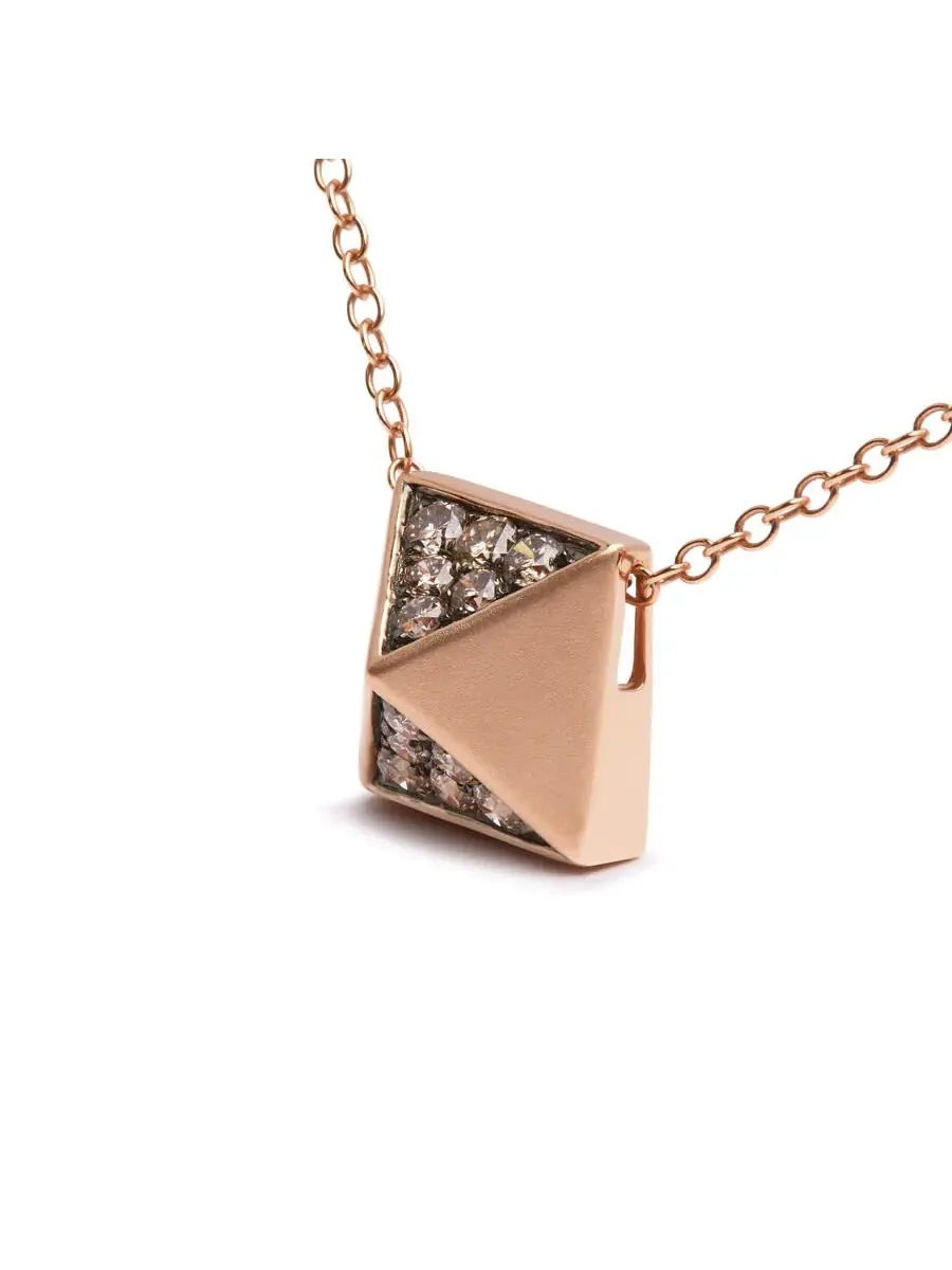 Подвеска-ожерелье Haus of Brilliance с матовой отделкой из розового золота 14K с коричневым — изображение 3 из 5