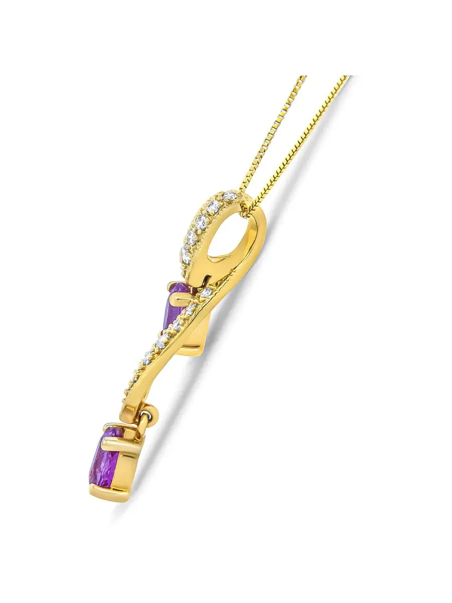 Подвеска-ожерелье Haus of Brilliance из желтого золота 14K с овальным розовым сапфиром 6x4 мм и — изображение 4 из 7