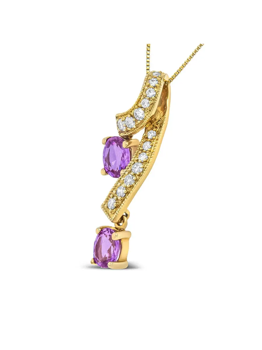 Подвеска-ожерелье Haus of Brilliance из желтого золота 14K с овальным розовым сапфиром 6x4 мм и — изображение 5 из 7