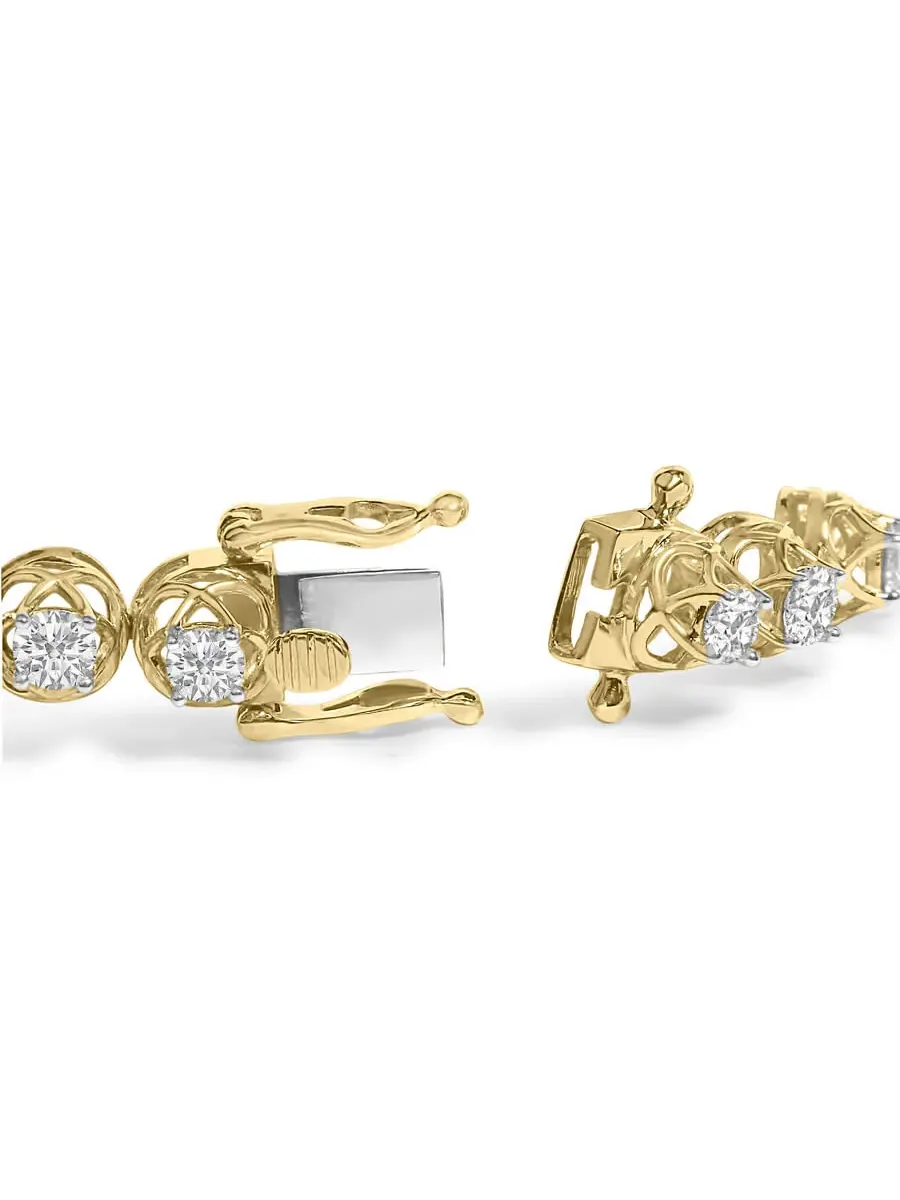 Браслет для тенниса в стиле «Баттеркап» Haus of Brilliance, позолота 14K, серебро 925 пробы, общий — изображение 2 из 5