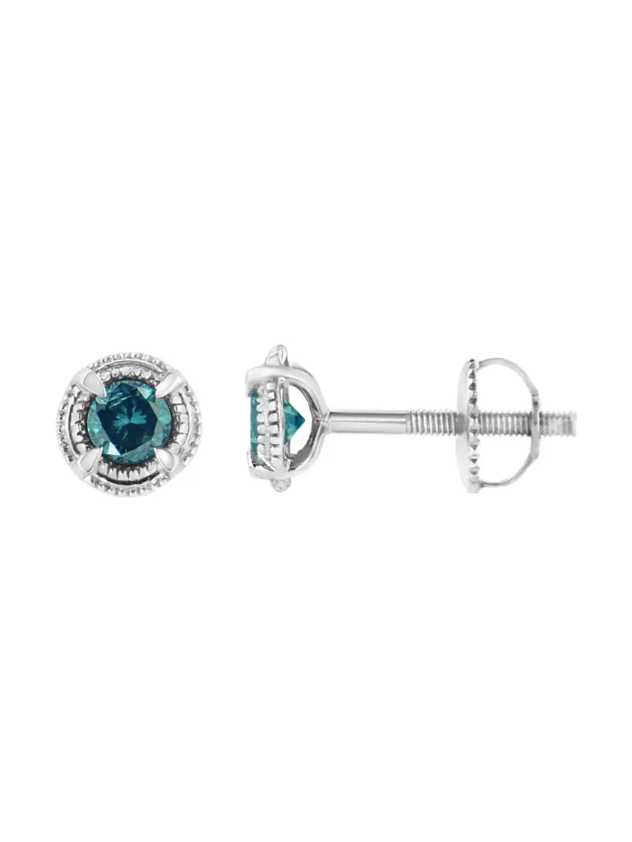 Серьги-гвоздики Haus of Brilliance из стерлингового серебра 925 пробы с современным солитером на 4 — изображение 2 из 6