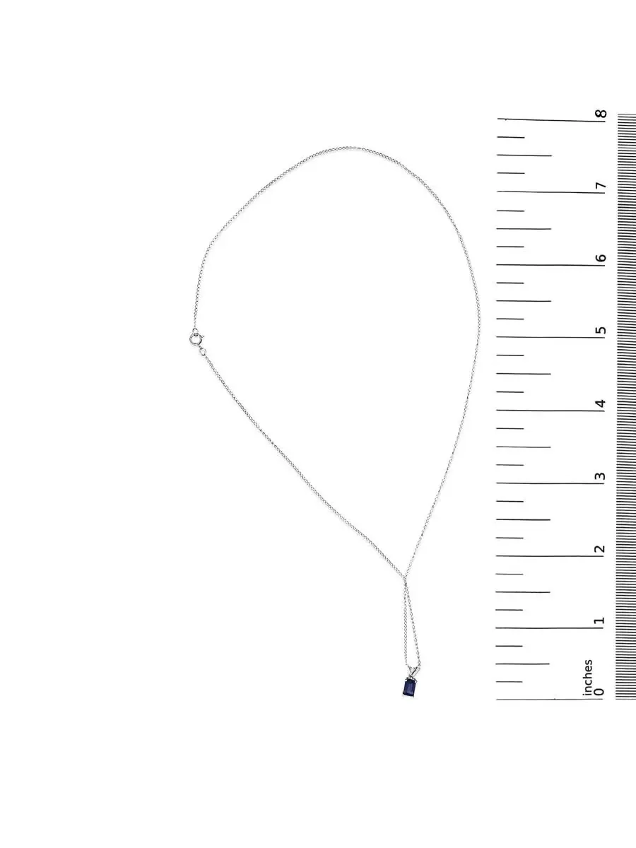 Подвеска-колье Haus of Brilliance из белого золота 14 карат с синим сапфиром изумрудной огранки 6x4 — изображение 4 из 5
