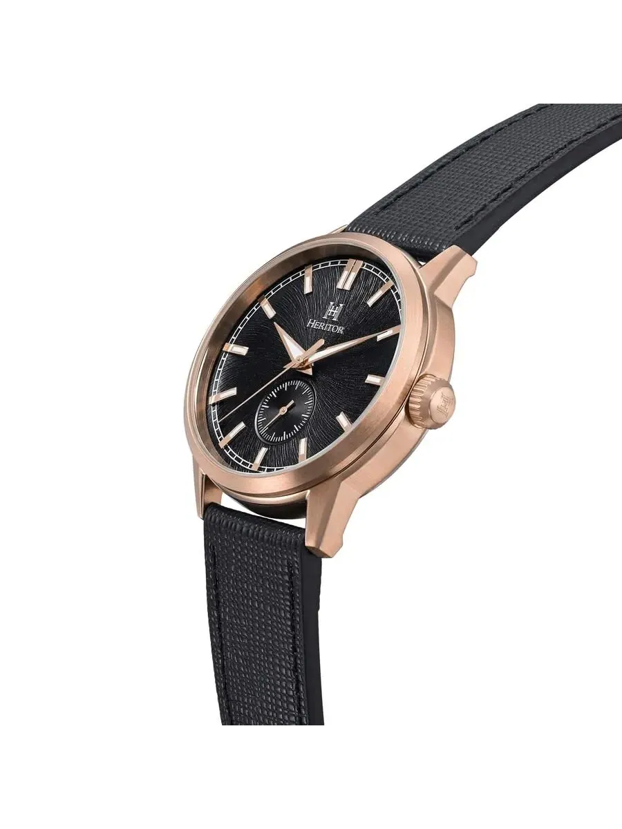 Мужские часы Heritor Argento с автоматическим механизмом и черным циферблатом HERHS3804 — изображение 2 из 3