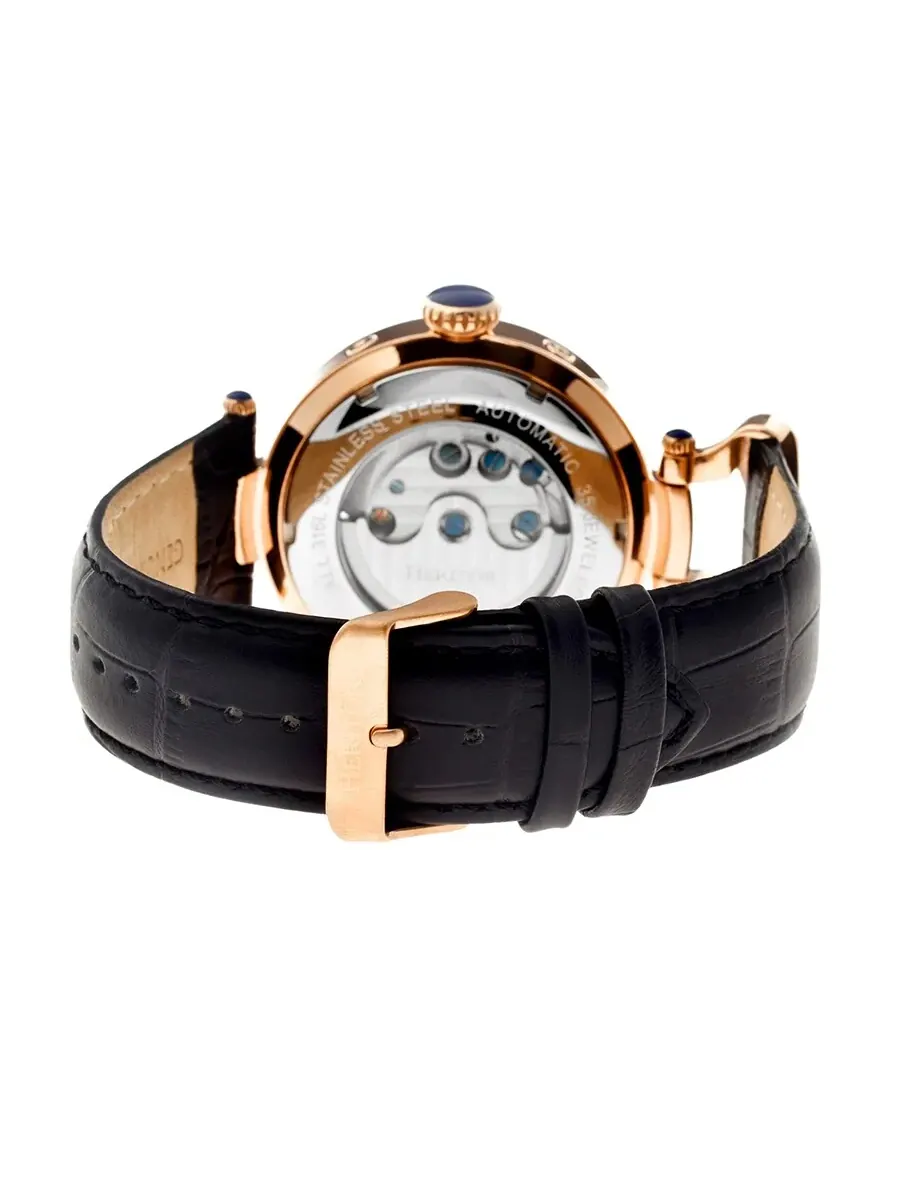 Мужские часы Heritor Ganzi Automatic с черным циферблатом и вырезами HR3306 — изображение 3 из 3, оттенок розовый золотистый