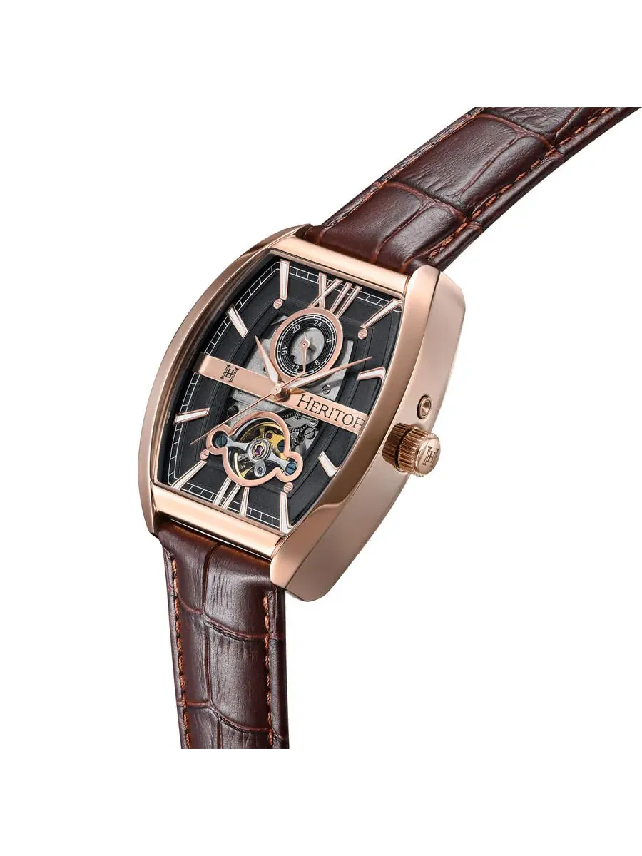 Мужские автоматические часы Heritor Masterson с черным циферблатом HERHS3504 — изображение 2 из 3, оттенок розовый золотистый
