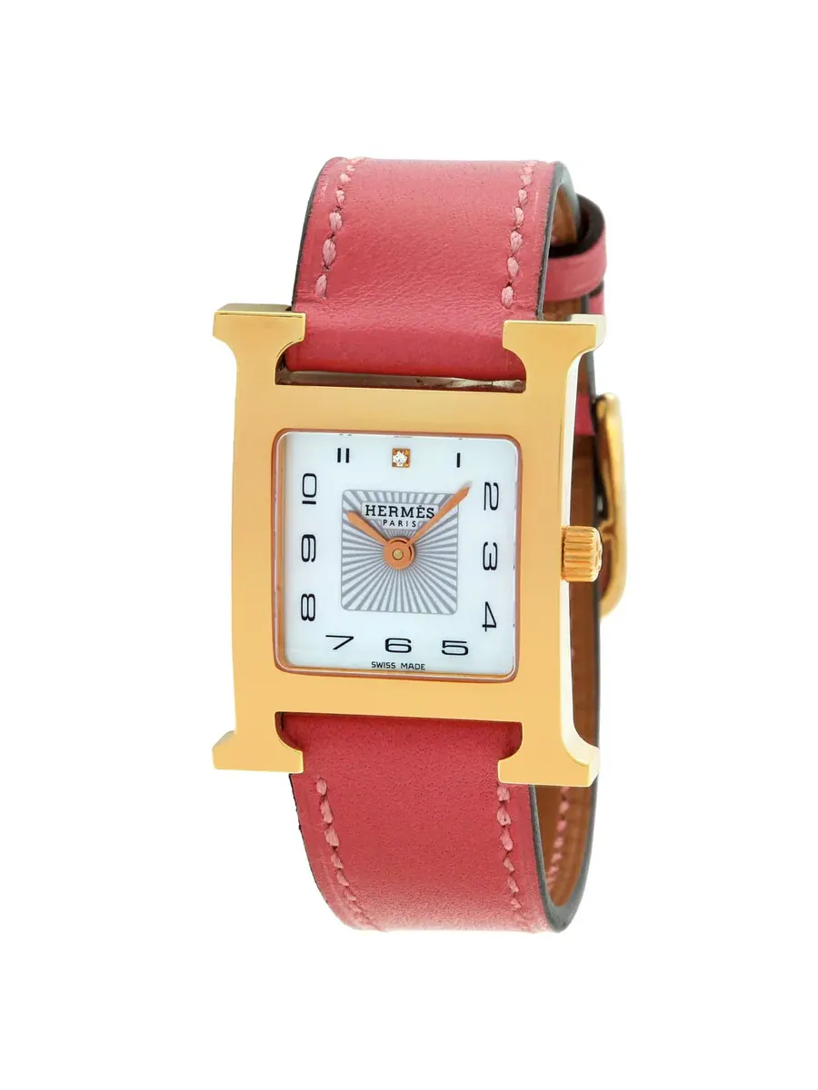 Женские часы Hermes Heure H с кварцевым механизмом и белым циферблатом 049714WW00 — изображение 1 из 3, оттенок золотистый