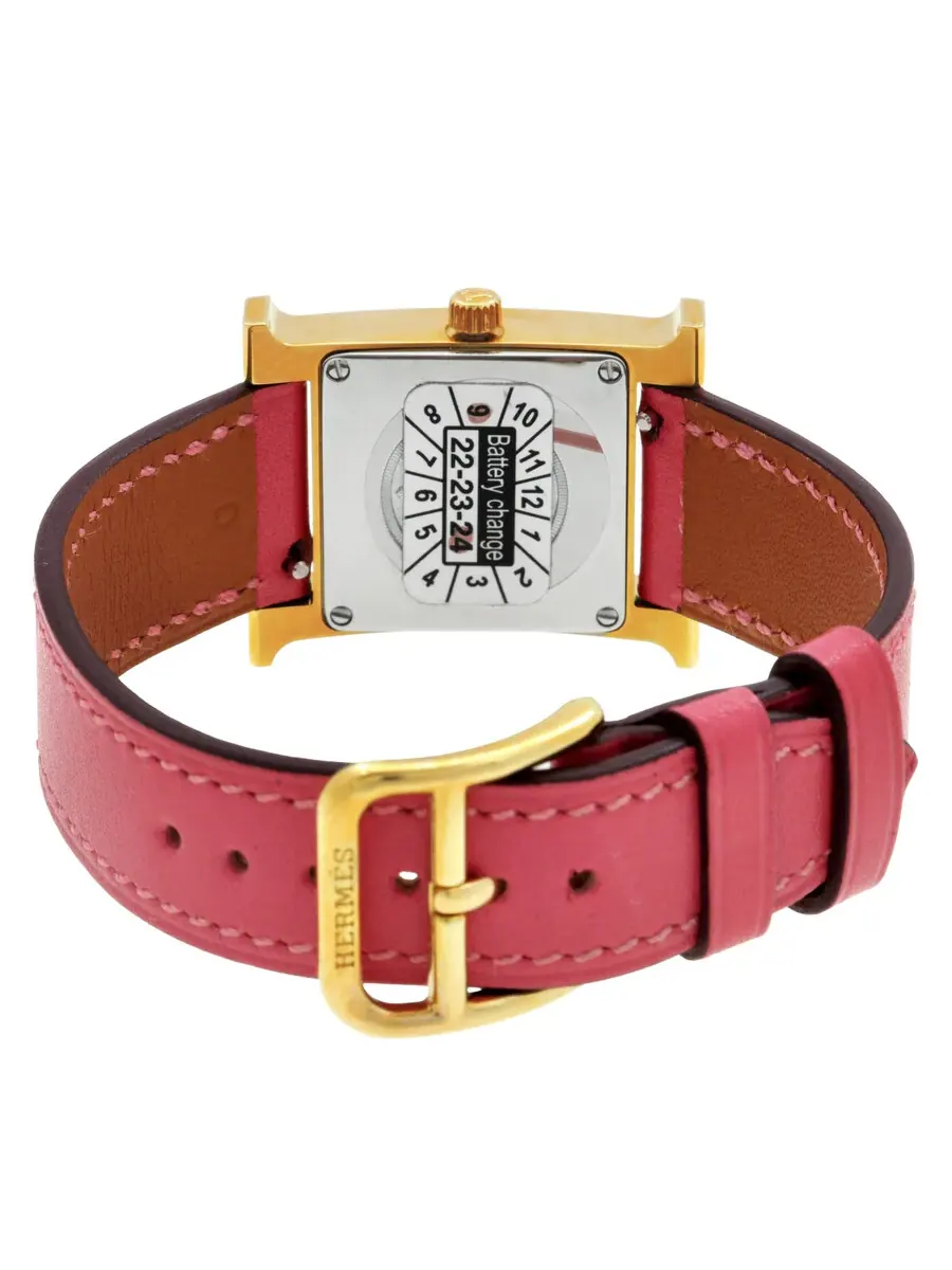 Женские часы Hermes Heure H с кварцевым механизмом и белым циферблатом 049714WW00 — изображение 3 из 3, оттенок золотистый