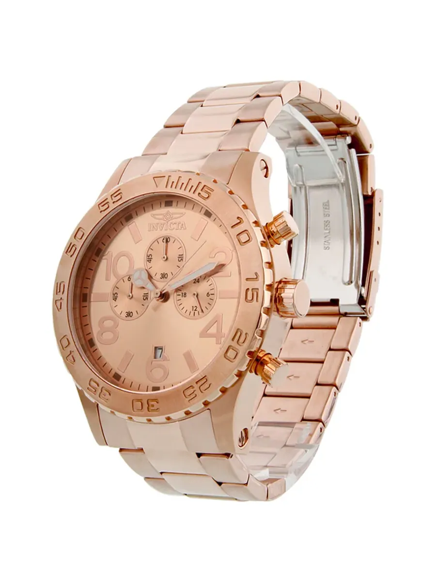 Мужские часы Invicta Elegant Ocean Chronograph с розовым циферблатом и позолоченным корпусом 1271 — изображение 3 из 7