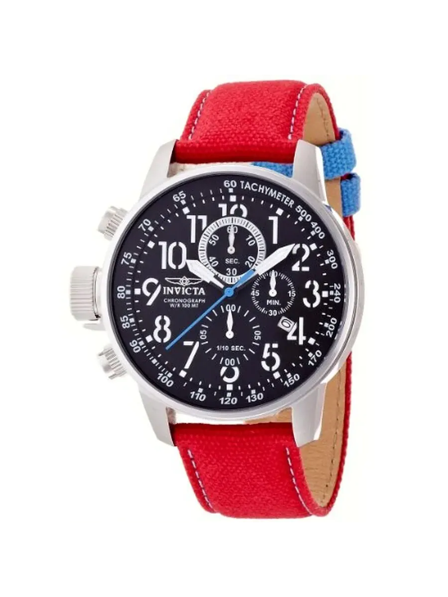 Мужские часы Invicta Force Lefty Chronograph с черным циферблатом и красным нейлоновым ремешком — изображение 1 из 1