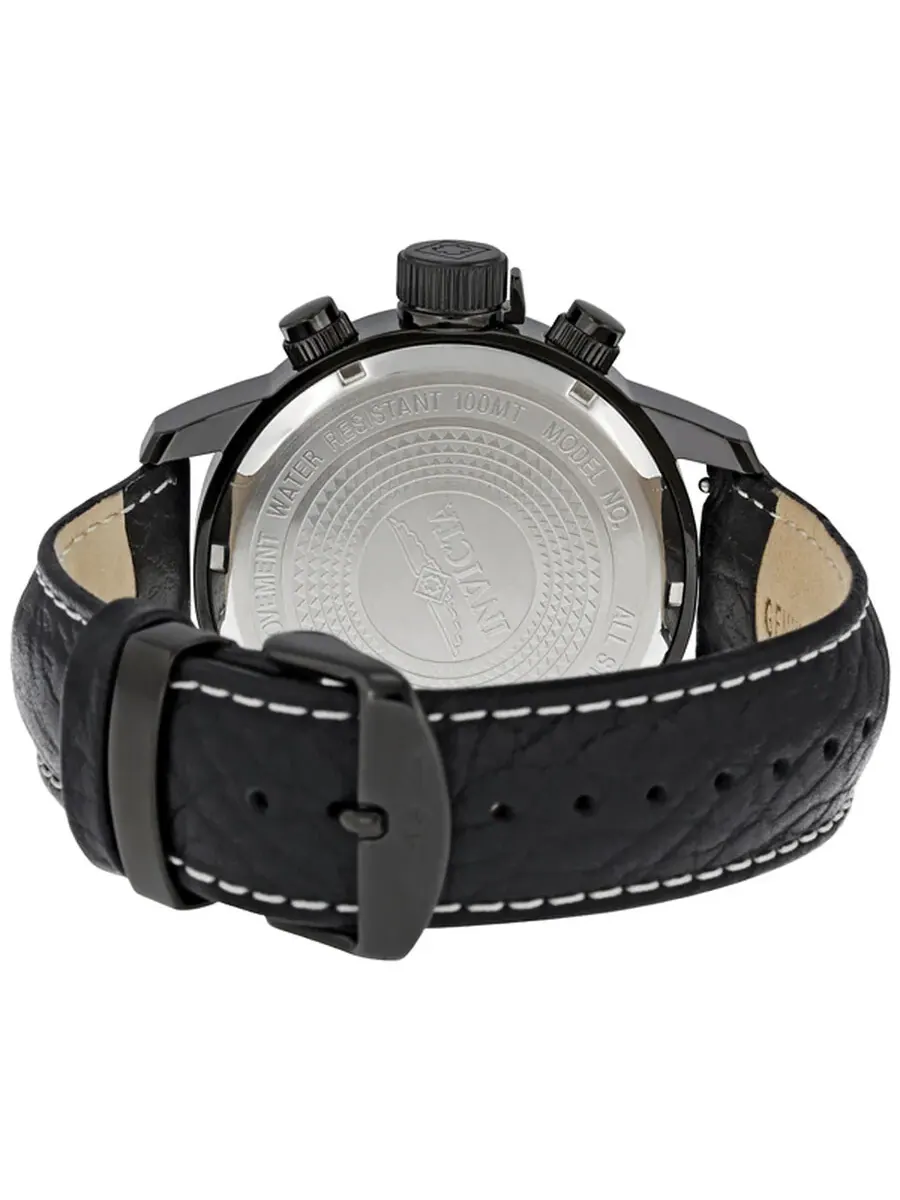 Часы Invicta Lefty Chronograph с черным циферблатом и черным кожаным ремешком для мужчин, модель — изображение 3 из 4
