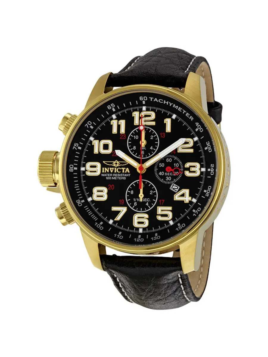Часы Invicta Lefty Chronograph с черным циферблатом и золотым оттенком для унисекса 3330 — изображение 1 из 4