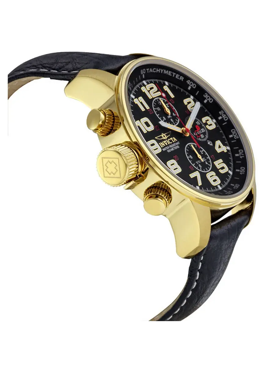 Часы Invicta Lefty Chronograph с черным циферблатом и золотым оттенком для унисекса 3330 — изображение 2 из 4