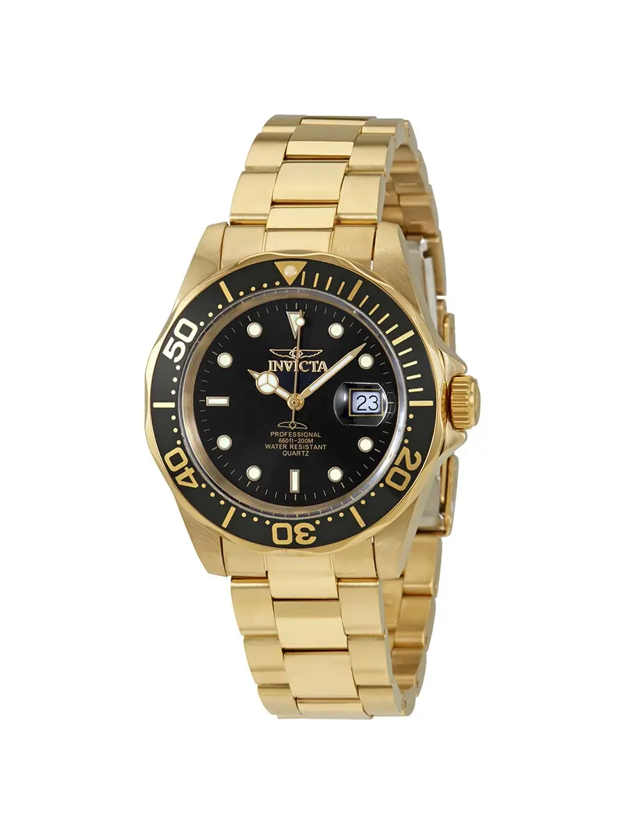 Мужские часы Invicta Mako Swiss Pro с черным циферблатом 9311 — изображение 1 из 3, оттенок желтый золотистый