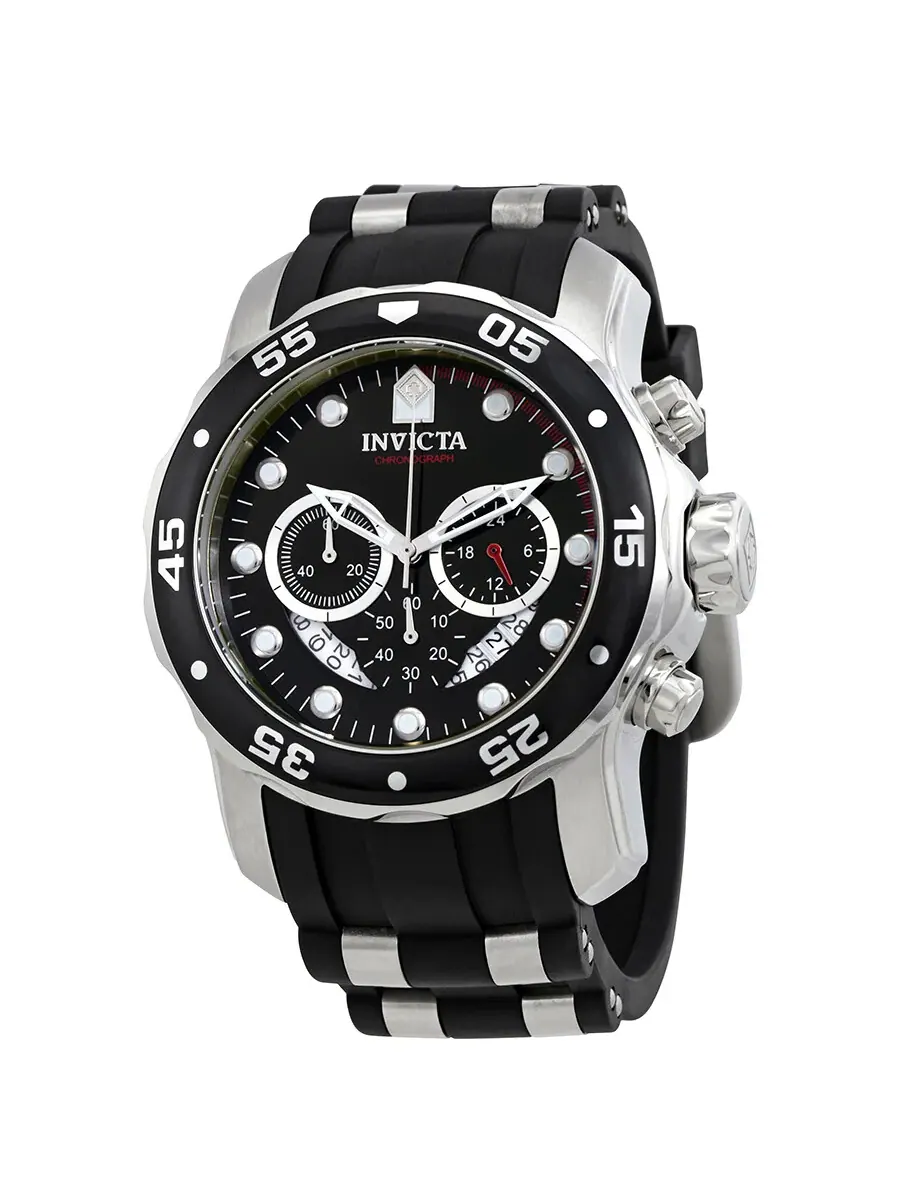 Часы Invicta Men Pro Diver Ocean Master Chronograph с черным циферблатом и черным резиновым — изображение 1 из 3