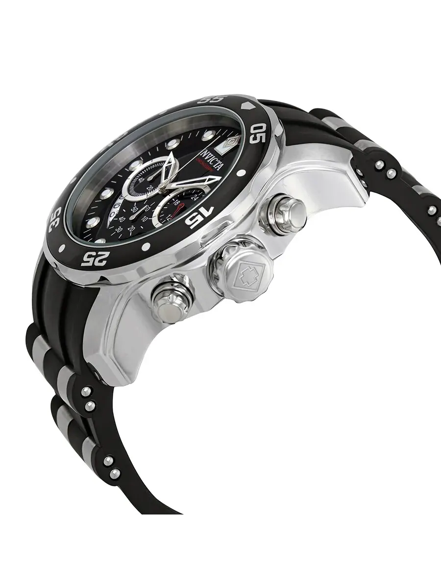 Часы Invicta Men Pro Diver Ocean Master Chronograph с черным циферблатом и черным резиновым — изображение 2 из 3